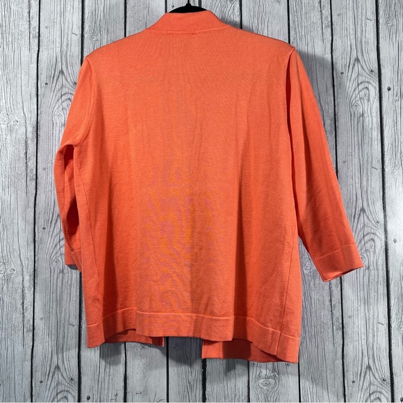 Bettysays Orange Open Front Cropped Shrug Light Cardigan Sweater 3/4 sleeve XL - Picture 6 of 7